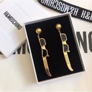 H&M x Moschino Gold Tone Sunglasses Drop Earrings